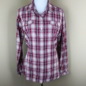 Woolrich Pearl Snap Buttons Plaid Long Sleeve Top